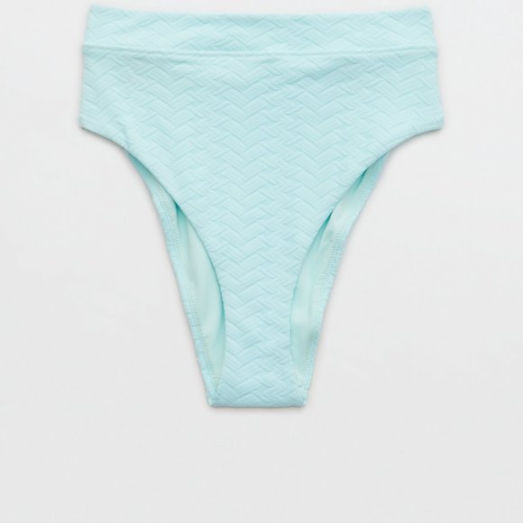 Aerie Jacquard High Cut Cheeky Swim Bottom Aquamarine‎ Size Medium NWT - Picture 2 of 7